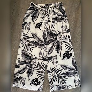 White tropical Flare pants